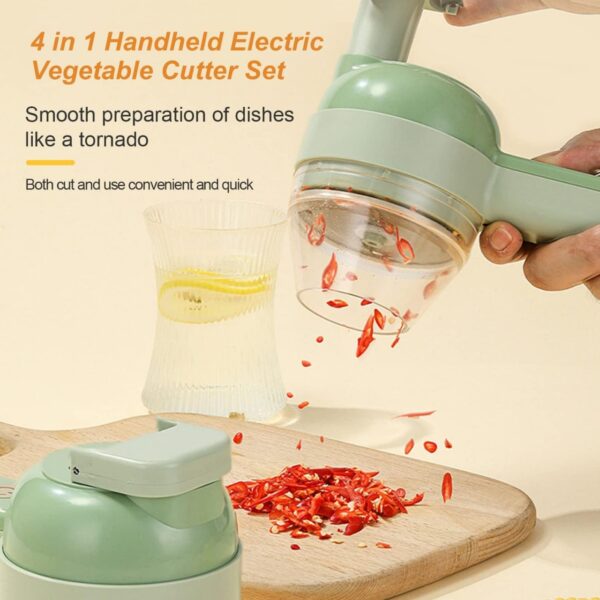 5 in 1 Handheld Hammer Electric Vegetable Cutter Set Mini Wireless Food Choppers Garlic Vegetable Chopper Slicer machine ( Random Color )